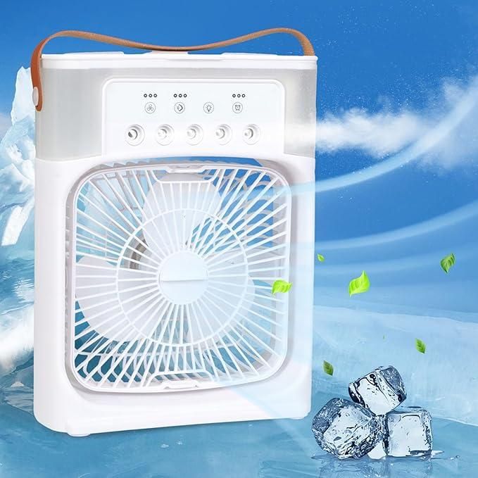 Multifunction Water Spray Mist Fan – USB Rechargeable Mini Air Cooler & Humidifier for Home & Office