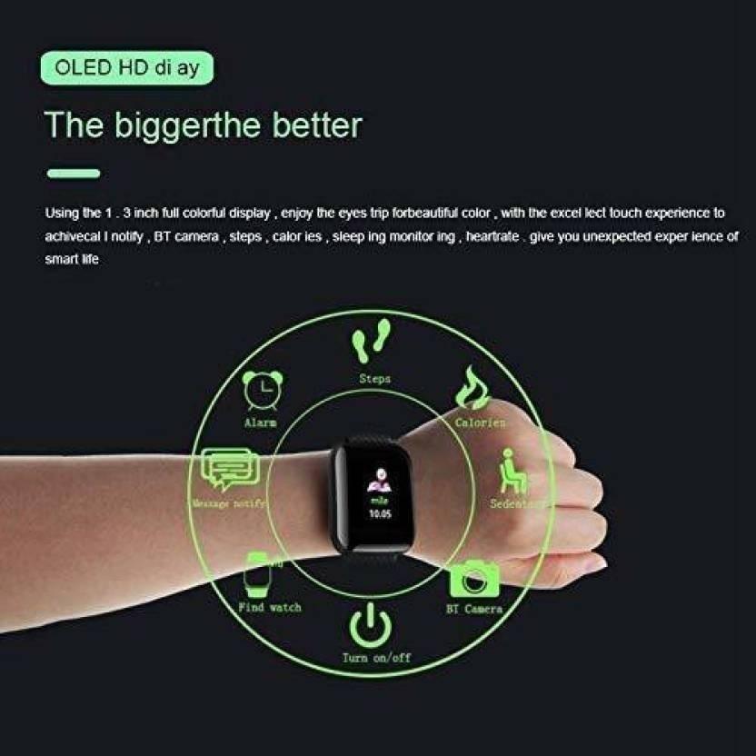 ID116 Plus Smart Fitness Tracker Watch – Black Silicone Strap, Color Display - Shop-Vibe #