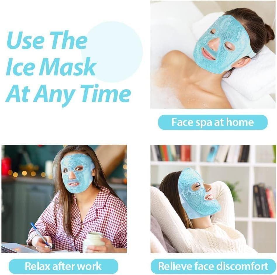 Cool Gel Full Face Ice Cooling Mask – Reusable Summer Skincare for Stress Relief & Puffiness - Shop-Vibe