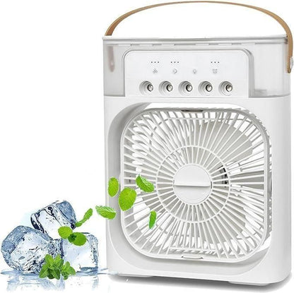 Multifunction Water Spray Mist Fan – USB Rechargeable Mini Air Cooler & Humidifier for Home & Office