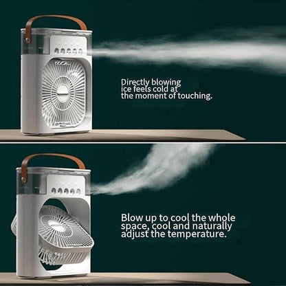 Multifunction Water Spray Mist Fan – USB Rechargeable Mini Air Cooler & Humidifier for Home & Office