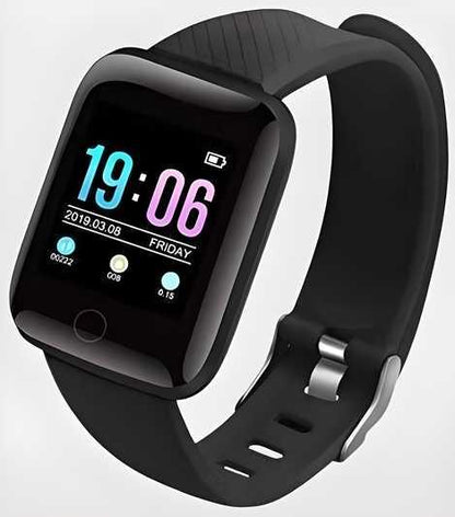 ID116 Plus Smart Fitness Tracker Watch – Black Silicone Strap, Color Display - Shop-Vibe #