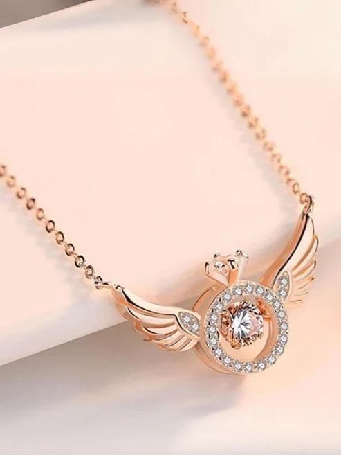 Rose Gold Angel Wings Pendant Chain - Shop-Vibe #