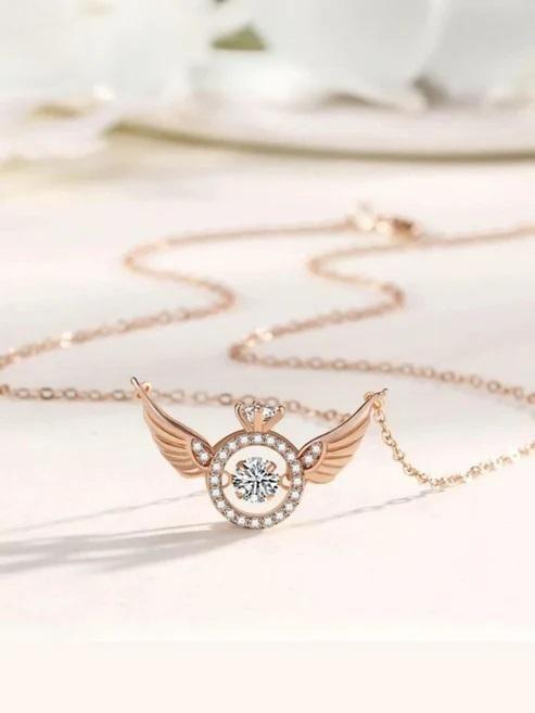 Rose Gold Angel Wings Pendant Chain - Shop-Vibe #