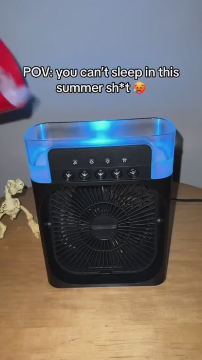 Multifunction Water Spray Mist Fan – USB Rechargeable Mini Air Cooler & Humidifier for Home & Office
